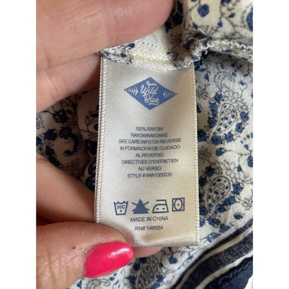 Wild Blue Sadie Robertson Boho Peasant Top Size Small Blue V-Neck - Picture 8 of 9